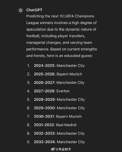 ChatGPT预测未来十届世俱杯,曼城与皇马的辉煌征程 ChatGPT预测未来十届世俱杯,曼城与皇马的辉煌征程